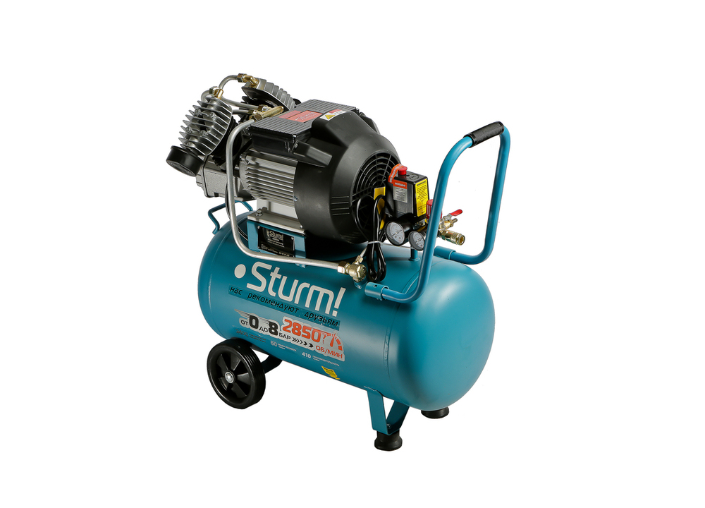 Компрессор воздушный масляный Sturm! AC93250, 2,4кВт,410л/мин, ресивер 50л, прямой привод