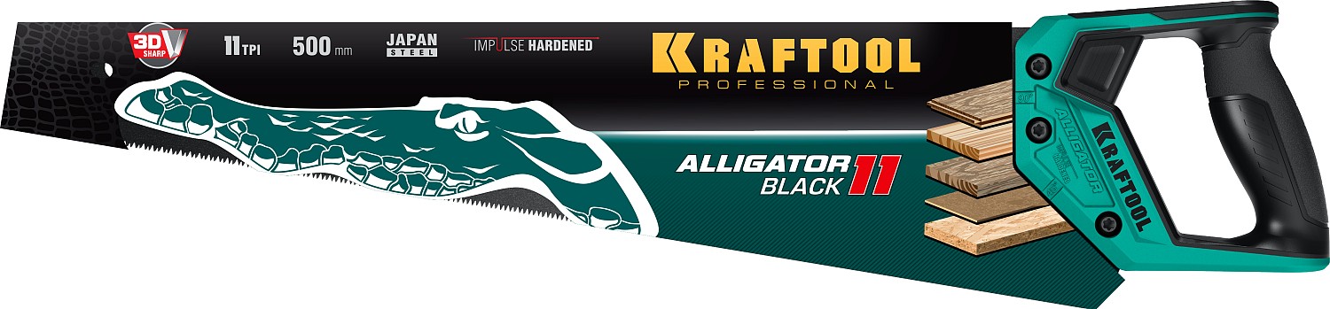 KRAFTOOL Alligator Black 11 500 мм, Ножовка для точного реза (15205-50)