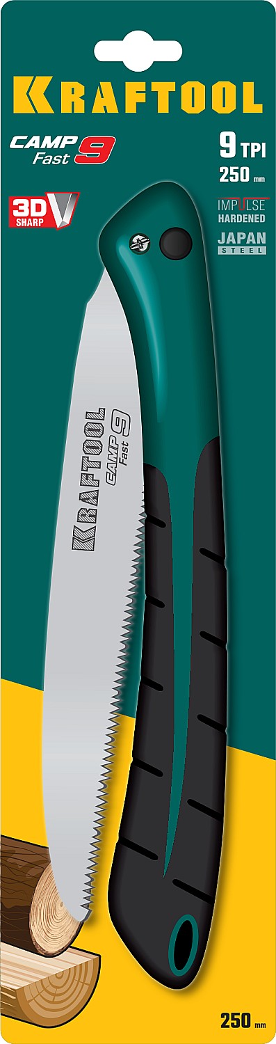 KRAFTOOL CAMP Fast 9 250 мм, Ножовка для быстрого реза сырой древесины (15218)