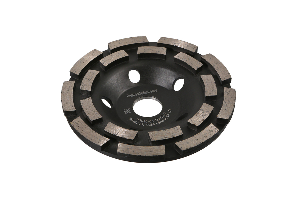 Чашка алмазная, шлифовальная Extreme, 125x22мм, 2 ряда, Hanskonner