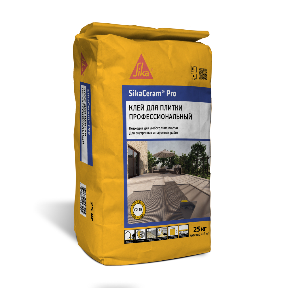 Усиленный клей для керамической плитки, керамогранита и камня SikaCeram Pro