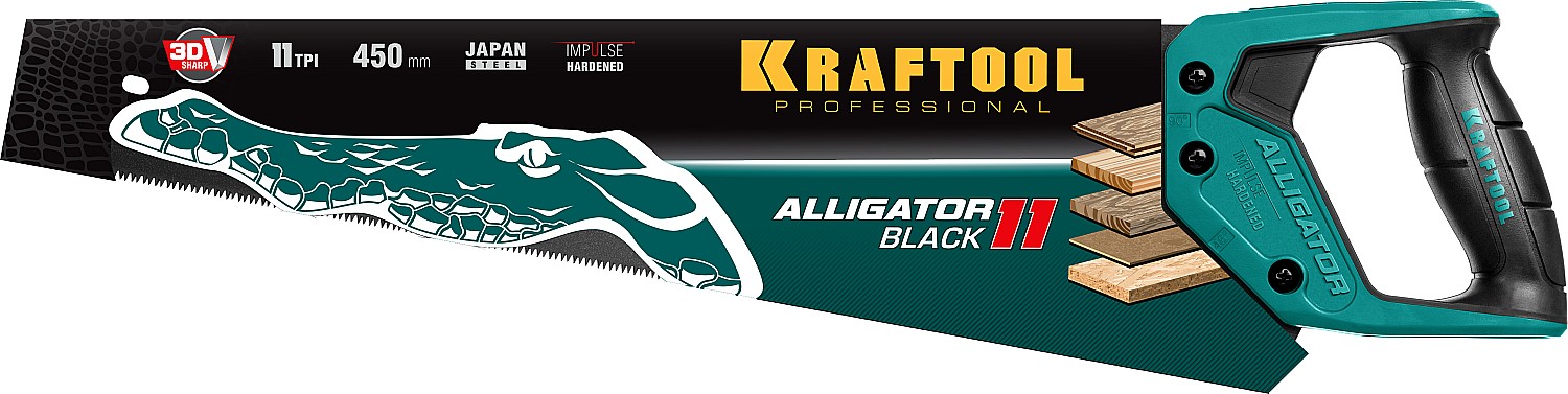 KRAFTOOL Alligator Black 11 450 мм, Ножовка для точного реза (15205-45)