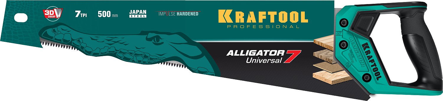 KRAFTOOL Alligator Universal 7 500 мм, Универсальная ножовка (15004-50)