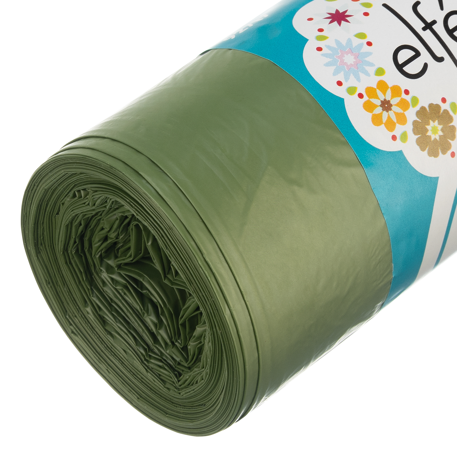 Пакеты для мусора с завязками 35 л х 15 шт, зеленые, Россия Elfe