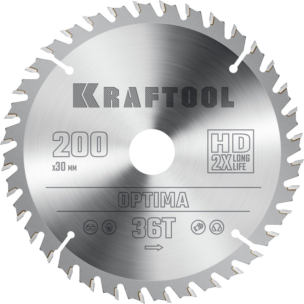 KRAFTOOL Optima 200х30мм 36Т, диск пильный по дереву