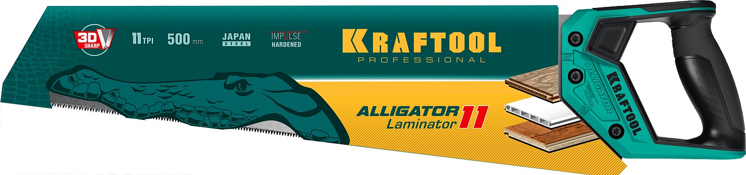 KRAFTOOL Alligator Laminator 11 500 мм, Ножовка по ламинату (15207)