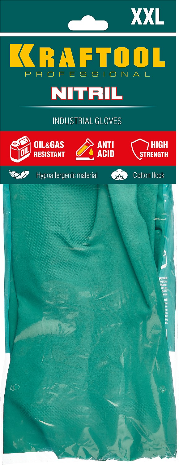 KRAFTOOL р.XXL, нитриловые повышенной прочности с х/б напылением, маслобензостойкие перчатки (11280-XXL)