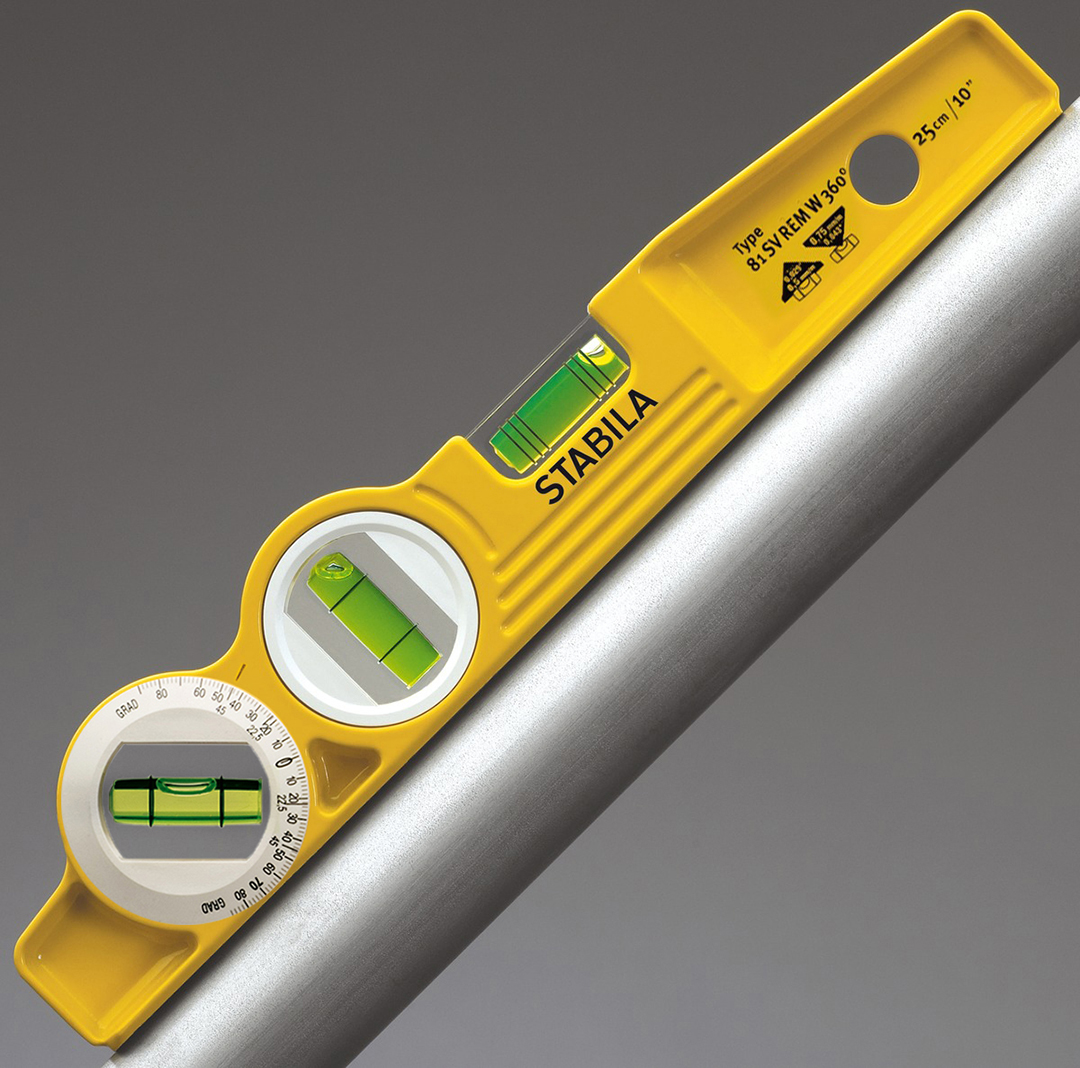 Уровень Stabila тип 81SV REM W360, 25см литой профиль(1верт.,1гориз.,1х360, магнитный,точн. 0,5мм/м)