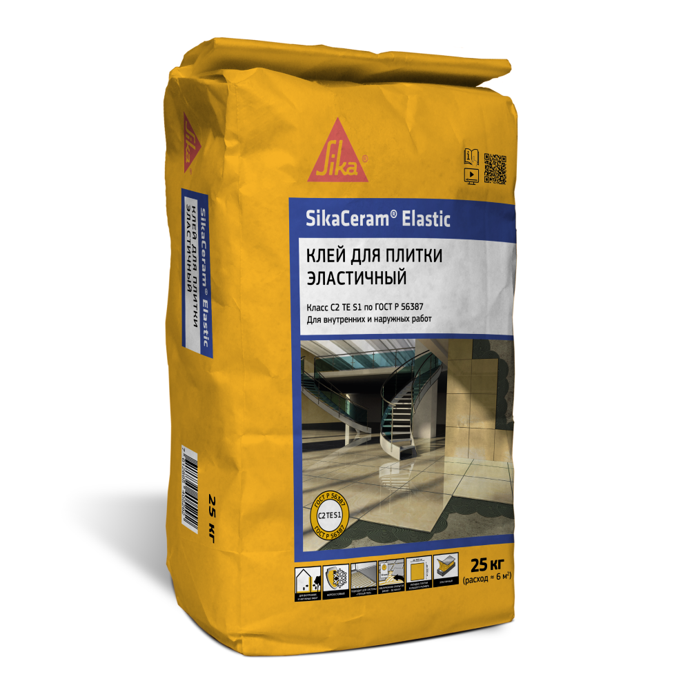 Эластичный цементный плиточный клей SikaCeram Elastic